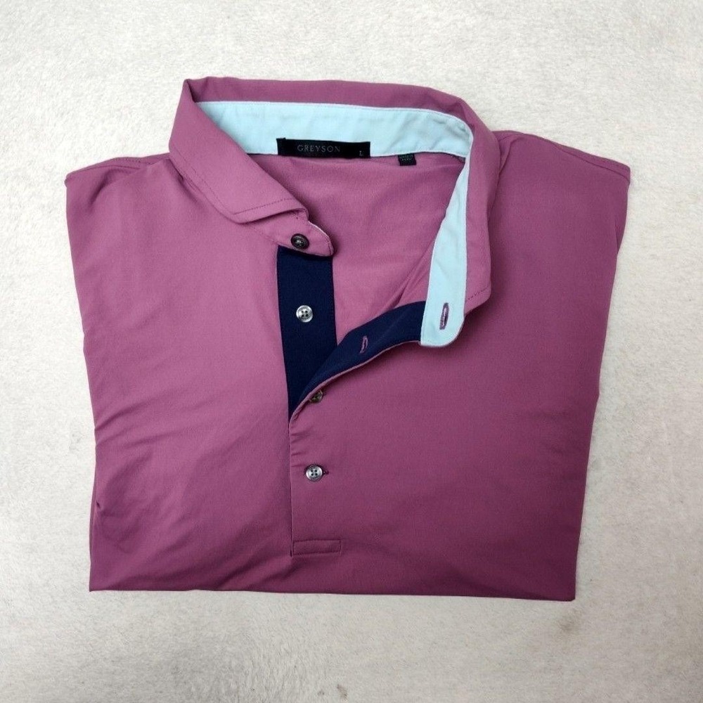 Greyson Polo Shirt Mens L Purple Golf Stretch Nylon Performance Tennis Work Tech